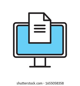 Computer and document line and fill style icon design, Digital technology communication social media internet web and screen theme Vector illustration