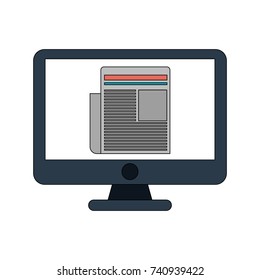 computer with document on screen icon image 