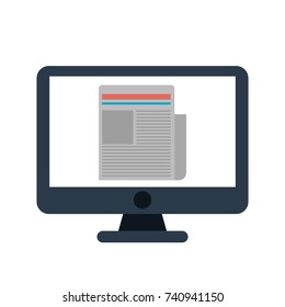 computer with document on screen icon image 