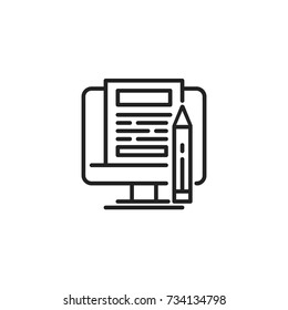 Computer Document Writing Vector Line Icon