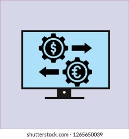 computer dollar  business vector icon