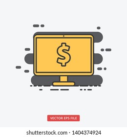 Computer dollar modern business vector icon
