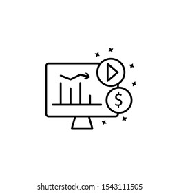 Computer dollar online icon. Simple line, outline vector of project management icons for ui and ux, website or mobile application