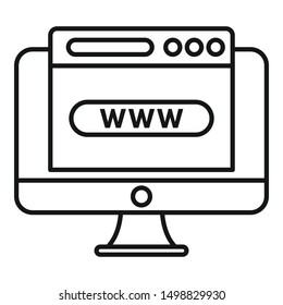Computer domain icon. Outline computer domain vector icon for web design isolated on white background
