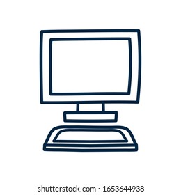 computer doodle line style icon design, Ornament sketch art drawing cute idea creative and decorative theme Vector illustration
