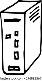computer doodles office work from home graphic illustration hand drawn sketch work place separately on white background