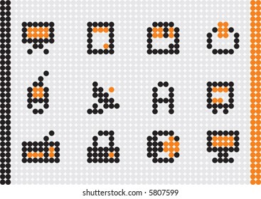 Computer Doted Icons with orange and black