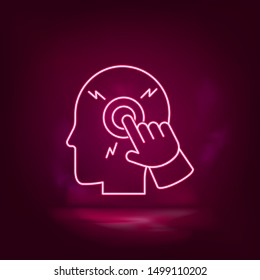 Computer, down, shut, smart, brain, man neon icon - vector. Artificial intellige