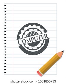 Computer draw with pencil effect. Vector Illustration. Detailed.