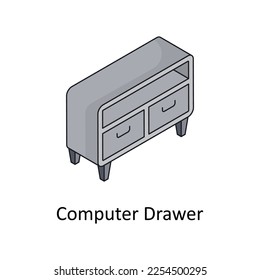 Computer Drawer Vector Isometric Filled Outline icon for your digital or print projects.