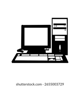 Computer drawing black silhouette with white background