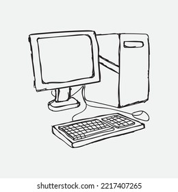 computer drawing illustration design sketch, hand drawn line style in black