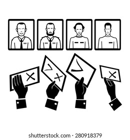 computer drawing, vector, silhouette illustration of vote, elections