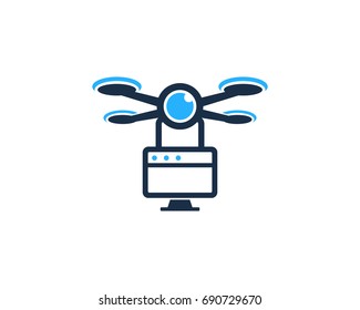 Computer Drone Icon Logo Design Element