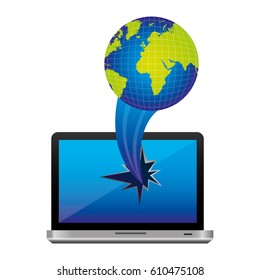 computer earth planet with hole icon, vector illustraction design image