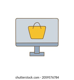 computer ecommers icon in color icon, isolated on white background 