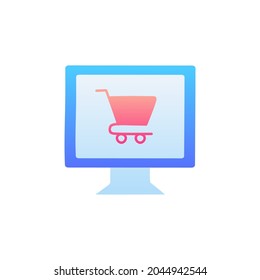 computer ecommers icon in gradient color style, isolated on white background 