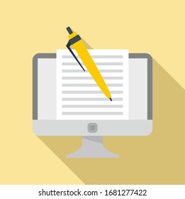 Computer editor icon. Flat illustration of computer editor vector icon for web design