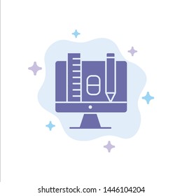 Computer, Education, Scale, Pencil Blue Icon on Abstract Cloud Background