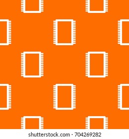 Computer electronic circuit board pattern repeat seamless in orange color for any design. Vector geometric illustration