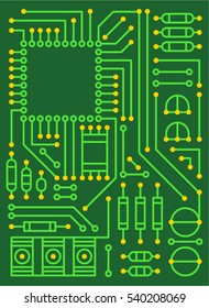 computer electronic circuit board vector illustration flat design
