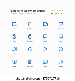 computer electronic device icon set interface app part 1 vector graphic design illustration for mobile web presentation