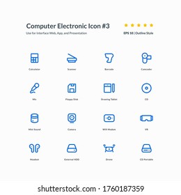 computer electronic device icon set interface app part 3 vector graphic design illustration for mobile web presentation