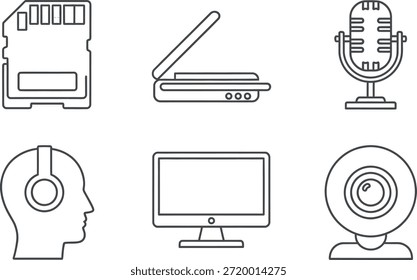 Colección de iconos de computadora y dispositivo electrónico