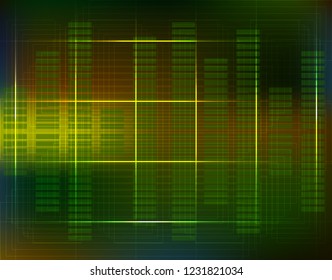 Computer electronic scheme technology background circuit. Futuristic lines in green, yellow and blue. Good for web design. Vector Illustration