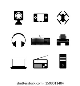 Computer and electronics technology black icon vector design image set