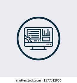 Computer element in flat simple style on white background. Computer icon, with text name concept template