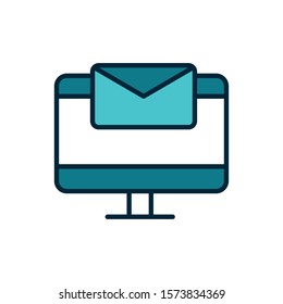 computer email internet of things line and fill icon vector illustration