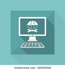 Computer emergency assistance service - Vector flat icon