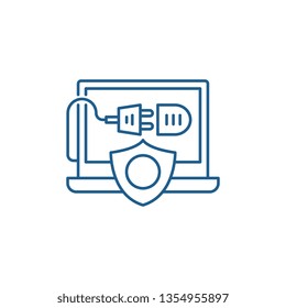 Computer energy protection line icon concept. Computer energy protection flat  vector symbol, sign, outline illustration.