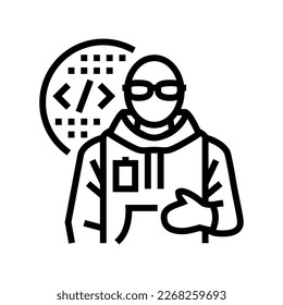 computer engineer worker line icon vector. computer engineer worker sign. isolated contour symbol black illustration