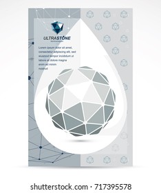 Computer engineering business modern marketing presentation poster. Abstract vector 3d geometric low poly monochrome object.