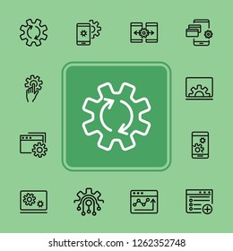 Computer engineering line icon set. Technology concept. Computer, machine, progress. Vector illustration can be used for topics like technics, programming, computer