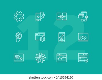 Computer engineering line icon set. Set of line icons. Technology concept. Computer, machine, progress. Vector illustration can be used for topics like technics, programming, computer