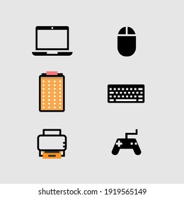 Computer entertainment device icons. Vector icons.