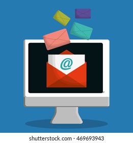 computer envelope email marketing send icon. Colorful and flat design. Vector illustration