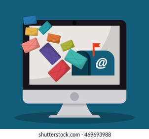 computer envelope email marketing send icon. Colorful and flat design. Vector illustration