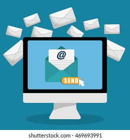 computer envelope email marketing send icon. Colorful and flat design. Vector illustration