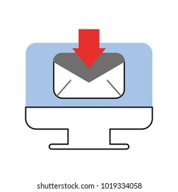 computer and envelope mail with arrow download