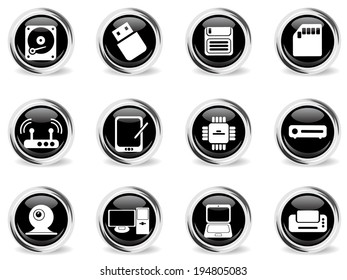 Computer equipment chrom vector icons