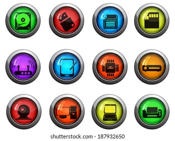 Computer equipment color vector icons