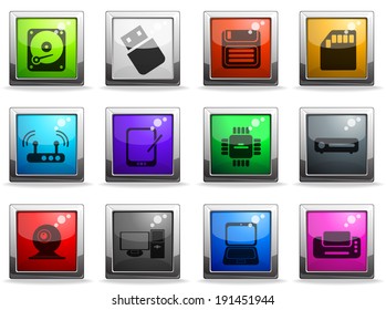 Computer equipment color vector icons