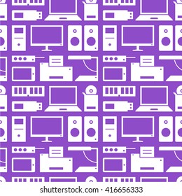 Computer equipment. Full pattern. White and violet.