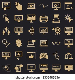 Computer equipment icons set. Simple style of 36 computer equipment vector icons for web for any design