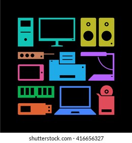 Computer equipment. Pattern. Colored 2.