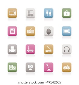 Computer equipment and periphery icons - vector icon set